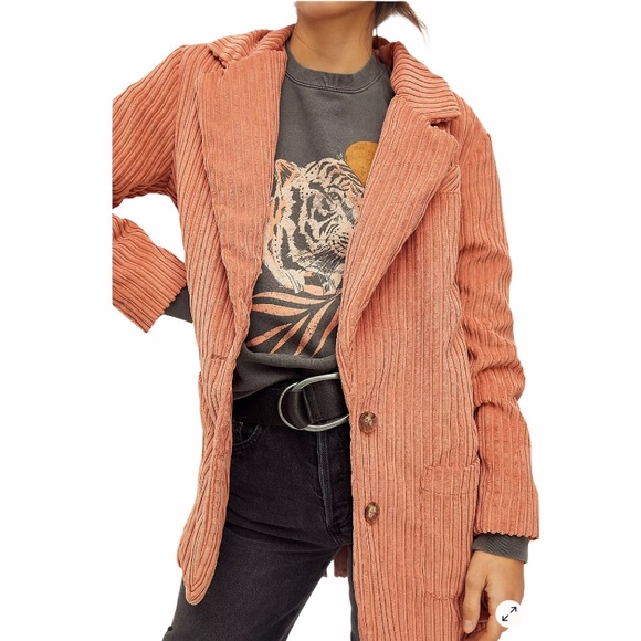 Free People Jackets & Blazers - Free People Everly Cord Blazer Apple Butter Coral